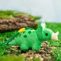 Adorable llavero de peluche de dinosaurio triceratops verde para bolsos en la naturaleza - Triceratops / 17cm