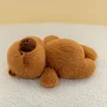 Poggiapolsi in peluche capibara marrone, morbido supporto da scrivania per ufficio - Capibara Sdraiato