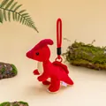 Adorable llavero de dinosaurio Parasaurolophus de peluche rojo para bolsos y mochilas - Parasaurolophus / 17cm