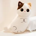 Cute calico cat plush pillow toy with brown and ginger ears for bedroom decoration - 53*27cm / Cat-White