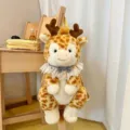 Süßer Giraffen Plüschrucksack für Kinder mit dekorativem Spitzenkragen und grauer Schleife - Blau