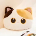 Cute calico cat plush pillow in soft tricolor finish for cozy bedroom sofa decor - Tricolor Cat-White