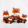 Adorable set of four cartoon fox plush dolls in Meillard brown tones with hats and aprons - 23cm / Orange