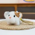 Adorable white and brown fuzzy plush puppy animal schoolbag pendant keychain charm - Prone Kitten