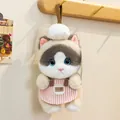 Simpatico portachiavi a forma di gatto siamese in peluche con cappello da chef e grembiule - Gatto / Colore Ragdoll