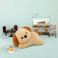 Cute beige plush puppy dog doll in lying pose, soft desk companion for kids gift - 18cm / Dog