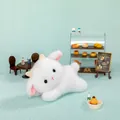 Cute white plush goat lying doll toy for miniature desk decoration and birthday gifts - 18cm / Lamb