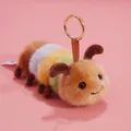 Adorable multi-colored plush caterpillar keychain with soft faux fur and gold metal ring - Caterpillar / 13cm
