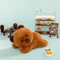 Cute brown plush animal doll in a cozy lying position for desk decoration and gifts - 18cm / Little Capybara