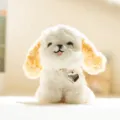 Adorable white plush dog toy with heart pendant and soft curly ears for decoration. - Pastoral Dog / 15cm
