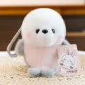 Cute plush seal orca animal pendant keychain with soft pink and grey fur texture. - White Seal / 16cm