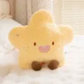 Adorable yellow star plush pillow with smiley face and soft faux fur texture for home decor - Height 45cm / Star
