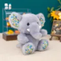 Mini peluche di elefante grigio con orecchie e zampe floreali, simpatico portachiavi - 10cm / Elefante Floreale