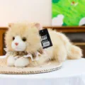 Adorable plush ragdoll cat toy with elegant lace scarf and HUGS BABY brand tag detail - 30cm / Yellow