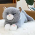 Grey and white soft plush ragdoll cat toy shown in a cute lying down position for gift - 50cm / Gray
