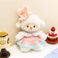 Süße weiße Schaf Plüschpuppe mit rosa-blauem Spitzenkleid, Schlafkuscheltier Geschenk - 22cm / Rosa Stil