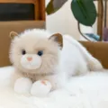 Realistic cream Ragdoll cat plush toy in a soft lying position for home decoration - 50cm / Beige