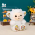Simpatica bambola agnello in peluche bianca con dettagli floreali su orecchie e piedi - 10cm / Pecora Floreale