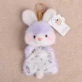 Süßer lavendelfarbener Plüsch-Hasen-Schlüsselanhänger mit Blumenmuster für Handtaschen - Hase