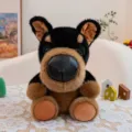 Adorable black and tan big-head dog plush toy puppy doll for children's birthday gift - Rottweiler