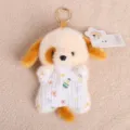 Süßer Plüsch Welpe Schlüsselanhänger mit Blumen Latz Tier Bohnensack Puppe Zubehör - Hund