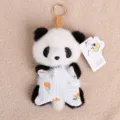 Süßer Plüsch-Panda-Schlüsselanhänger mit floralem Kleid und goldenem Ring für Taschen - Panda