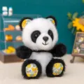 Adorabile variante di peluche mini panda con motivi floreali gialli sulle orecchie - 10cm / Panda Floreale