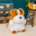 Adorabile mascotte di cane in peluche bianco e marrone in un'accogliente scena da bar - 10cm / Terrier