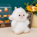 Simpatico mini portachiavi in peluche a forma di agnello bianco per decorazione - 10cm / Pecorella/Bianco Giallo