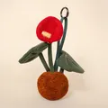 Creative cute plush calla lily flower keychain pendant with green strap and metal ring - Anthurium / 13cm