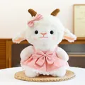 Cute white sheep plush doll wearing a pink princess dress with lace detail gift - Pink Sheep