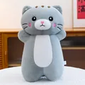 Adorabile cuscino di peluche a forma di gatto grigio e bianco con naso a cuore rosa per bimbi - Gatto Grigio / 23cm