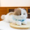 Adorable realistic Ragdoll cat plush toy with blue lace collar for kids gift - 43cm / Calico Coffee