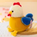 Schattige kleurrijke kip pluche pop in wit geel en blauw voor de slaapkamer decoratie - Geel / 22cm