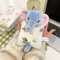 Adorable blue elephant plush bean bag toy keychain with a decorative mini pillow - 18cm (With Lanyard) / Elephant