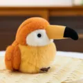 Realistisches orangefarbenes Vogel-Plüschtier mit großem Schnabel, süße Stofffigur. - Oranger Tukan Stil / 11cm