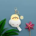 Cute plush chick keychain cartoon doll fluffy bag pendant cute accessories for women girls. - White