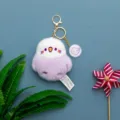 Cute purple plush bird keychain fluffy parakeet keyring toy bag accessory gift. - Light Purple