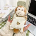Cute brown monkey plush keychain toy with a soft bear pattern cushion for backpacks - 18cm (With Lanyard) / Monkey