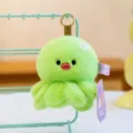 Adorable green octopus plush keychain doll for backpack with soft fur texture and ring - 10cm / Green