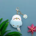 Cute plush bird keychain fluffy cartoon animal doll bag pendant lovely keyring gift for girls - Light Blue