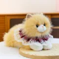 Realistic Ragdoll cat plush toy in cream yellow with elegant lace collar detail. - 43cm / Yellow Ragdoll
