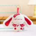 Cute soft plush white bunny keychain wearing a red love eye mask and sailor collar - LOVE Style