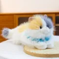 Handmade lifelike tricolor Ragdoll cat plush toy doll with a decorative blue lace collar - 43cm / Calico Gray