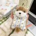 Adorable plush otter bag charm keychain with striped outfit and bear pattern decoration - Otter