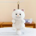 Cute white long-haired cat plush toy keychain accessory featuring a branded JSQ TOYS ribbon - 16cm / White