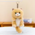 Adorable ginger long-haired plush cat keychain with soft white chest and gold ring - 16cm / Yellow