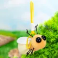 Cute plush bee keychain ornament with a vibrant yellow strap for kids' backpacks and bags - Firefly