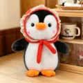 Niedliches Pinguin-Plüschtier mit roter Spitzenhaube, weiches Kuscheltier-Geschenk - 25cm / Rote Kapuze