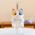 Adorable calico cat plush keychain with ultra-soft long fur and a premium golden ring accessory. - 16cm / Tricolor Grey